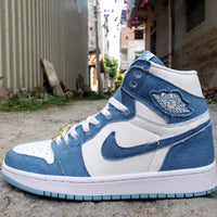 Low Top Sneakers, Blue White Colorway, Lace Up Design, Casual Gift for Sneaker Fans