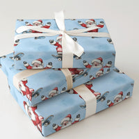 Blue Skater Santa Gift Wrap, Skateboarding Santa Wrapping Paper, Humorous Christmas Present Wrap, Humorous Skateboard Holiday Wrapping Paper