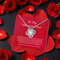 Niece CZ Crystal Pendant Necklace, Love Knot Necklace for Niece, Gold Knot Necklace, Niece Jewelry Present from Aunt, Christmas Birthday Present