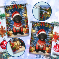 Santa Hat Sweater Dog Yard Flag, Black Poodle Christmas Garden Flag, Holiday Winter Lawn Banner, Adorable Pet Lover Outdoor Xmas Decor