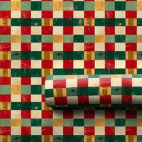 Distressed Checkerboard Gift Wrap, Vintage Christmas Wrapping Paper, Rustic Holiday Grid Wrapping Paper, Comfy Winter Present Gift Wrap