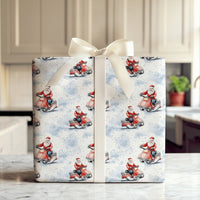 Winter Christmas Wrapping Paper, Santa Snowmobile Wrapping Paper, Whimsical Holiday Gift Wrap Roll, Adventurous Xmas Gift Wrapping Paper