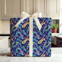Jazz Music Holiday Gift Wrap, Saxophone Christmas Wrapping Paper, Watercolor Instrument Wrapping Paper, Musician Festive Winter Gift Wrap