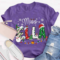 Custom Holiday Educator Tee, Personalized Christmas Teacher Shirt, Festive Winter Teacher T-Shirt, Merry Christmas Teacher Present