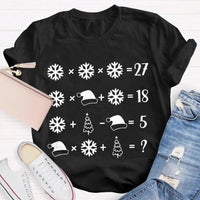Snowflake Santa Hat Tree Shirt, Math Teacher Christmas T-Shirt, Humorous Math Holiday Tee, Teacher Christmas Present