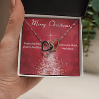 Two Tone Cubic Zirconia Heart Pendant, Interlocking Hearts Necklace for Girlfriend, Surgical Steel Jewelry, Romantic Christmas Present
