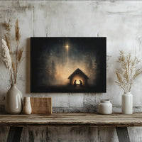 Star of Bethlehem Nativity Print, Nativity Scene Canvas Wall Art, Minimalist Nativity Wall Decor, Christmas Art, Digital Download Printable