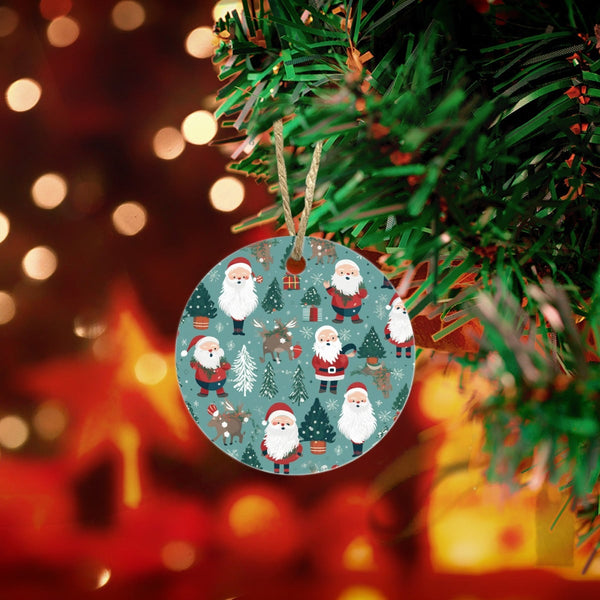 Personalized Santa Ceramic Ornament, Santa Claus Christmas Ornament, Holiday Tree Keepsake Ornament, Custom Xmas Family Prese