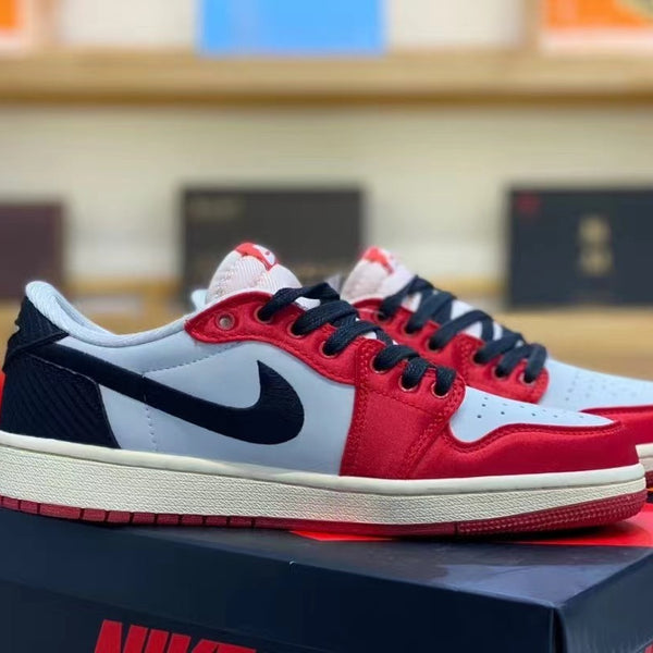 Low Top Sneakers, Red Navy White Colorway, Lace Up Design, Casual Gift for Sneaker Fans