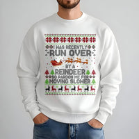 Humorous Ugly Christmas Sweater Crewneck, Run Over by A Reindeer Sweatshirt, Grandma Got Run Over Holiday Pullover, Retro Xmas Sweater