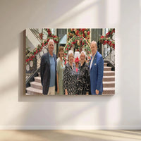 Christmas Holiday Portrait Wall Art, Custom Family Photo Horizontal Canvas, Personalized Group Picture Print, Grandparents Present