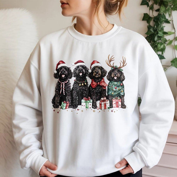 Festive Holiday Dog Crewneck, Goldendoodle Christmas Sweatshirt, Adorable Dog Mom Sweater, Retro Xmas Puppy Pullover, Winter 