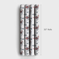 Winter Forest Holiday Gift Wrap, Santa Riding Snowmobile Wrapping Paper, Watercolor Snowmobile Paper, Christmas Present Wrapping Paper