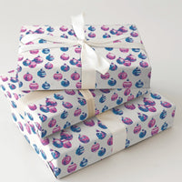 Blue Ornament Christmas Gift Wrap, Pink Disco Ball Wrapping Paper, Retro Holiday Wrapping Paper, Modern Festive Gift Wrap Roll