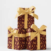 Red Gold Canine Gift Wrap, Crimson Dog Christmas Wrapping Paper, Winter Holiday Dog Wrapping Paper, Elegant Pet Lover Gift Wrapping Paper