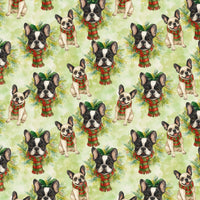 Scarf Dog Holiday Gift Wrap, French Bulldog Christmas Wrapping Paper, Frenchie Wrapping Paper, Pet Lover Gift Wrap Roll
