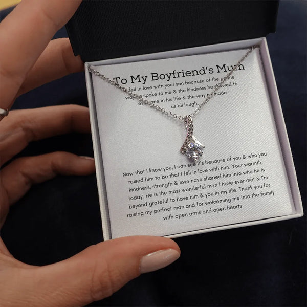 Future Mother in Law Pendant Necklace, Boyfriends Mom Ribbon Necklace, Bonus Mom Ribbon Necklace, Christmas Present for Boyfr