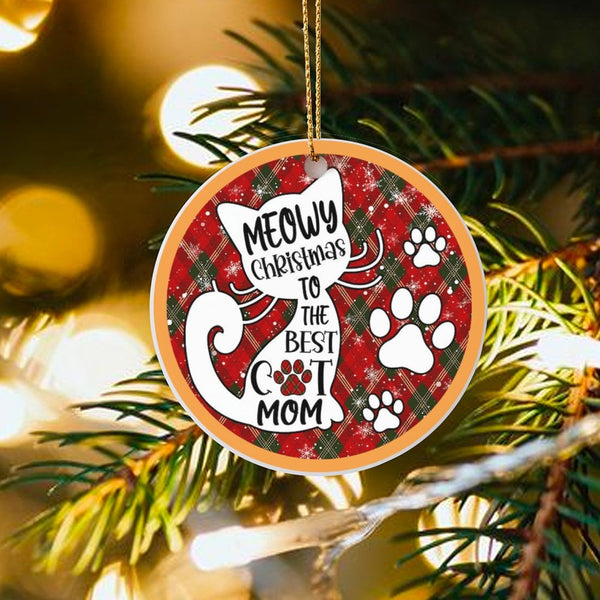 Best Cat Mom Holiday Ornament, Meowy Christmas Cat Ornament, Adorable Pet Lover Ceramic Ornament, Xmas Tree Decor, Kitten Hol