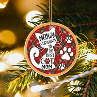Best Cat Mom Holiday Ornament, Meowy Christmas Cat Ornament, Adorable Pet Lover Ceramic Ornament, Xmas Tree Decor, Kitten Holiday Keepsake Present