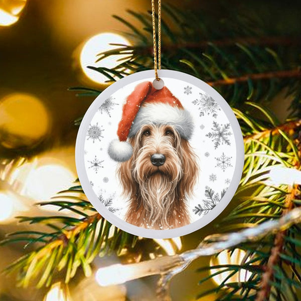 Dog in Santa Hat Ceramic Ornament, Spinone Italiano Christmas Ornament, Pet Portrait Tree Decor, Present for Spinone Italiano