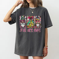 Humorous Preppy Christmas Shirt, Y'all Are Nuts Nutcracker T-Shirt, Retro Holiday Nutcracker Tee, Festive Xmas Graphic T-Shirt for Women Men