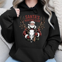 Christmas Deer Hunter Hoodie, Santa's Hunting Club Hoodie, Humorous Outdoorsman Sweatshirt, Hunting Hooded Sweatshirt, Holiday Present for Hunters