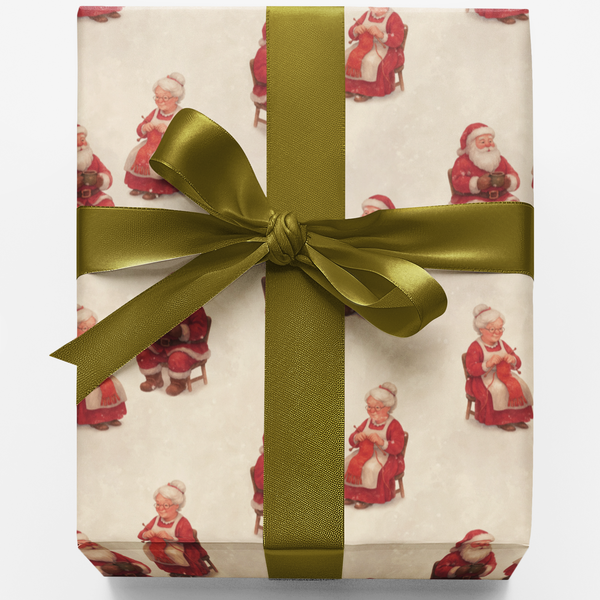 Mr and Mrs Claus Christmas Gift Wrap, Vintage Santa Wrapping Paper, Retro Holiday Wrapping Paper, Nostalgic Xmas Present Wrap