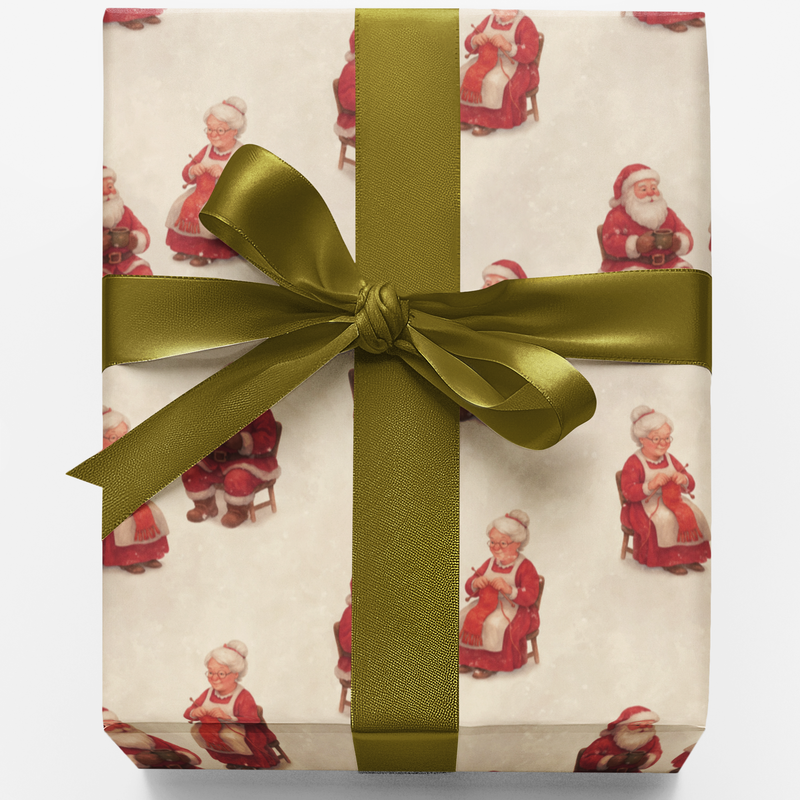 Mr and Mrs Claus Christmas Gift Wrap, Vintage Santa Wrapping Paper, Retro Holiday Wrapping Paper, Nostalgic Xmas Present Wrapping Paper