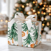 Watercolor Pine Tree Gift Wrap, Basketball Christmas Wrapping Paper, Sports Holiday Present Paper, Basketball Fan Christmas Gift Wrap
