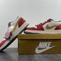 Low Top Sneakers, White Red Gold Colorway, Lace Up Design, Casual Gift for Sneaker Fans