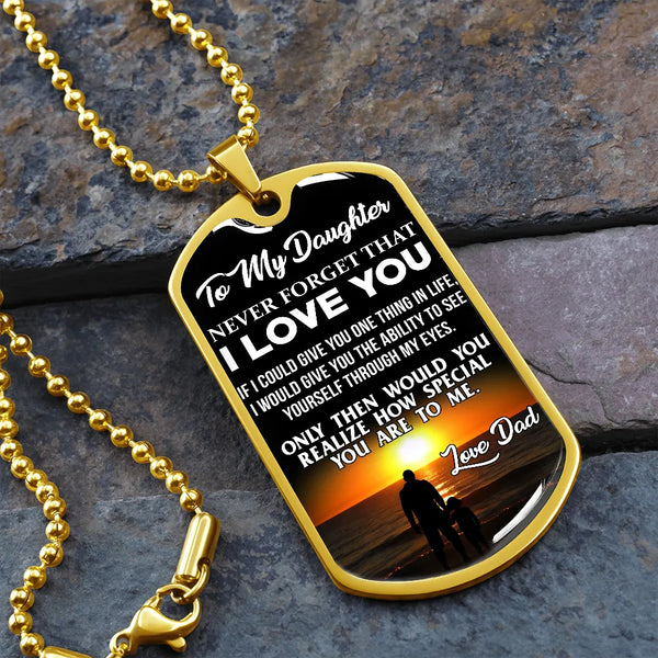Sunset Silhouette Daughter Pendant, To My Daughter Dog Tag Necklace, Meaningful Dad to Daughter Necklace, Christmas Birthday 
