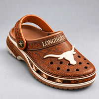 Longhorn Tooled - Western Engraved Clog in Saddle Brown