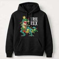 Humorous Dinosaur Xmas Sweatshirt, Tree Rex Christmas Hoodie, Adorable T-Rex Holiday Pullover, Family Matching Christmas Graphic Hoodie
