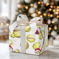 Sports Softball Christmas Gift Wrap, Softball Santa Wrapping Paper, Yellow Softball Holiday Wrapping Paper, Softball Player Xmas Gift Wrap