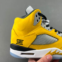 High Top Sneakers, Yellow White Colorway, Leather Footwear, Lace Up Design, Casual Gift for Sneaker Fans