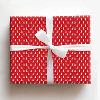 Red Snowflake Holiday Gift Wrap, Christmas Tree Wrapping Paper, Festive Red and White Wrapping Paper, Adorable Xmas Gift Wrap, Winter Gift Wrap