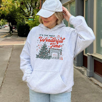 Christmas Tree Fireplace Hoodie, Its the Most Wonderful Time Hoodie, Comfy Vintage Winter Sweatshirt, Nostalgic Holiday Pullover Present