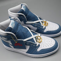 Sneakers, Blue White Colorway, Lace Up Design, Casual Gift for Sneaker Fans