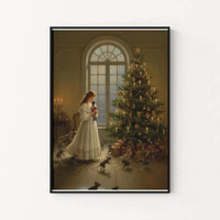 Clara and Mouse King Scene Poster, Nutcracker Ballet Wall Art, Christmas Holiday Fine Art Print, Winter Nutcracker Storybook Wall Decor