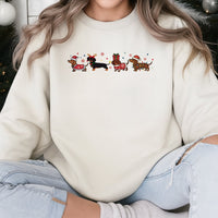 Adorable Wiener Dog Holiday Sweatshirt, Dachshund Christmas Sweatshirt, Retro Pet Lover Xmas Crewneck, Dachshund Dog Sweatshirt, Dog Mom Present