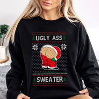 Ugly Christmas Sweatshirt, Humorous Santa Butt Mooning Sweatshirt, Humorous Holiday Party Sweatshirt, Naughty Santa Gag Sweater, Adult Xmas Present