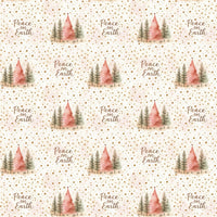 Watercolor Pine Tree Gift Wrap, Peace on Earth Christmas Wrapping Paper, Holiday Forest Paper Roll, Winter Xmas Wrapping Paper Gift Wrap