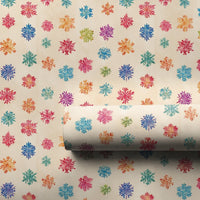 Retro Winter Holiday Gift Wrap, Colorful Snowflake Christmas Wrapping Paper, Pastel Snowflake Wrapping Paper Roll, Vintage Xmas Gift Wrap
