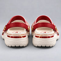 ALA Script A - Crimson and Cream Statement Clogs