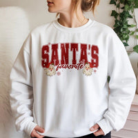Retro Christmas Graphic Crewneck, Santa's Favorite Sweatshirt, Humorous Holiday Pullover, Vintage Xmas Sweater, Festive Apparel for Women