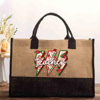Festive Holiday Teacher Bag, Teacher Christmas Cotton Tote Bag, School Winter Canvas Shopper Bag, Adorable Educator Present, Christmas Tote