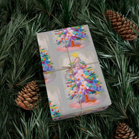 Painterly Tree Holiday Gift Wrap, Colorful Christmas Tree Wrapping Paper, Artistic Xmas Wrapping Paper, Seasonal Gift Wrap Roll