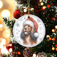 Dog in Santa Hat Ceramic Ornament, Cocker Spaniel Christmas Ornament, Festive Puppy Tree Decoration, Holiday Dog Lover Keepsake Ornament