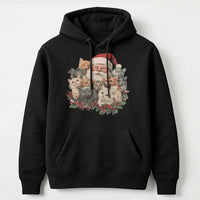 Retro Christmas Cat Hoodie, Santa Claus with Kittens Hoodie, Holiday Kitten Graphic Hoodie, Comfy Cat Lover Pullover, Winter Xmas Present