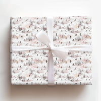 Country Landscape Christmas Gift Wrap, Winter Toile Hunting Scene Wrapping Paper, Rustic Scenic Wrapping Paper Roll, Elegant Present Wrap